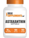 BulkSupplements.com Astaxanthine Softgels - Astaxanthine Supplementen, Antioxidant Bron - Glutenvrij, 1 Softgel per Serving (10mg), 180 Tellen (Pack of 1)