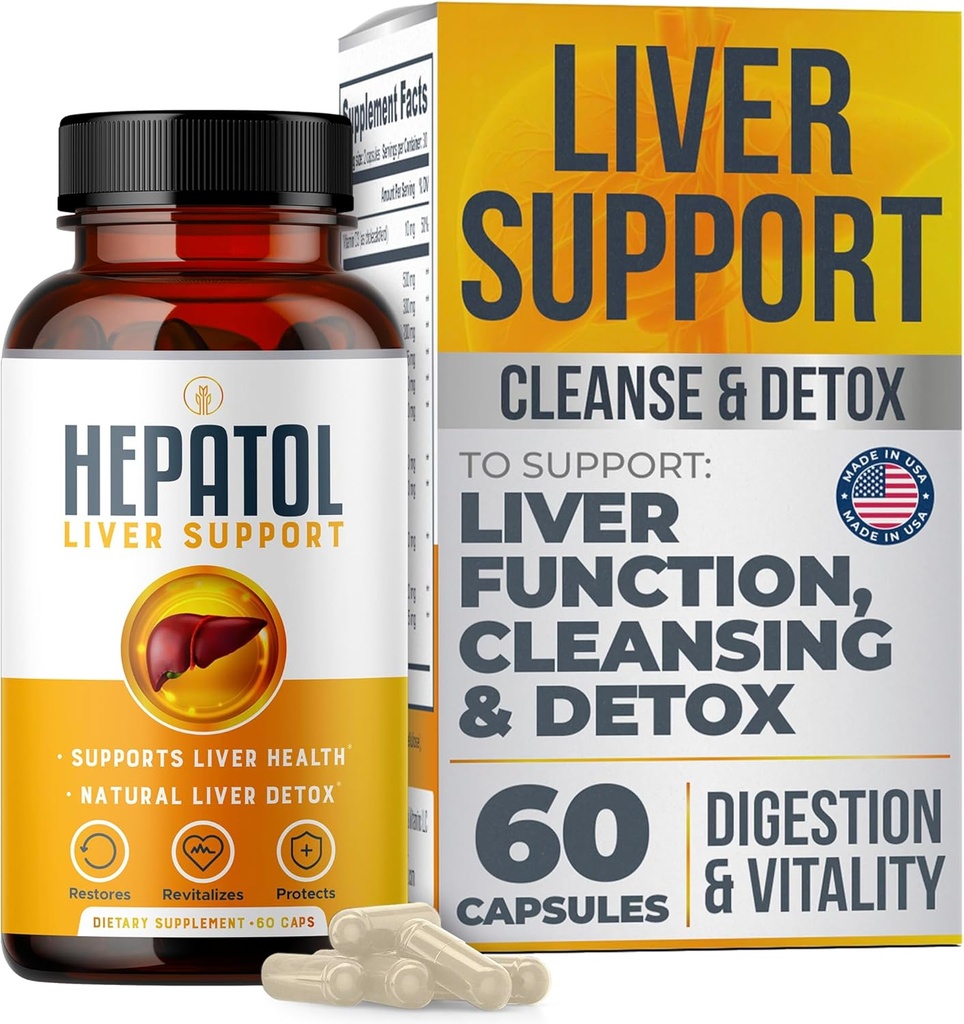 Lever Reiniging Detox - Herbal Lever Supplement met Kurkuma; L-Cysteine Detox Ondersteuning Lever Gezondheid; Gezonde Vertering - Lever Ondersteuning Detox Reiniging Supplementen - 60 Ct (1)