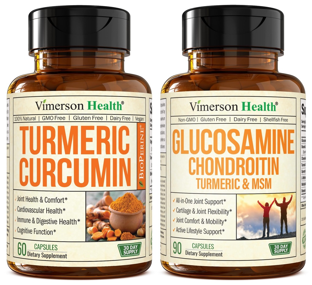 Kurkuma Curcumine met Black Pepper Extract & Glucosamine Chondroitin MSM Joint Support Supplement