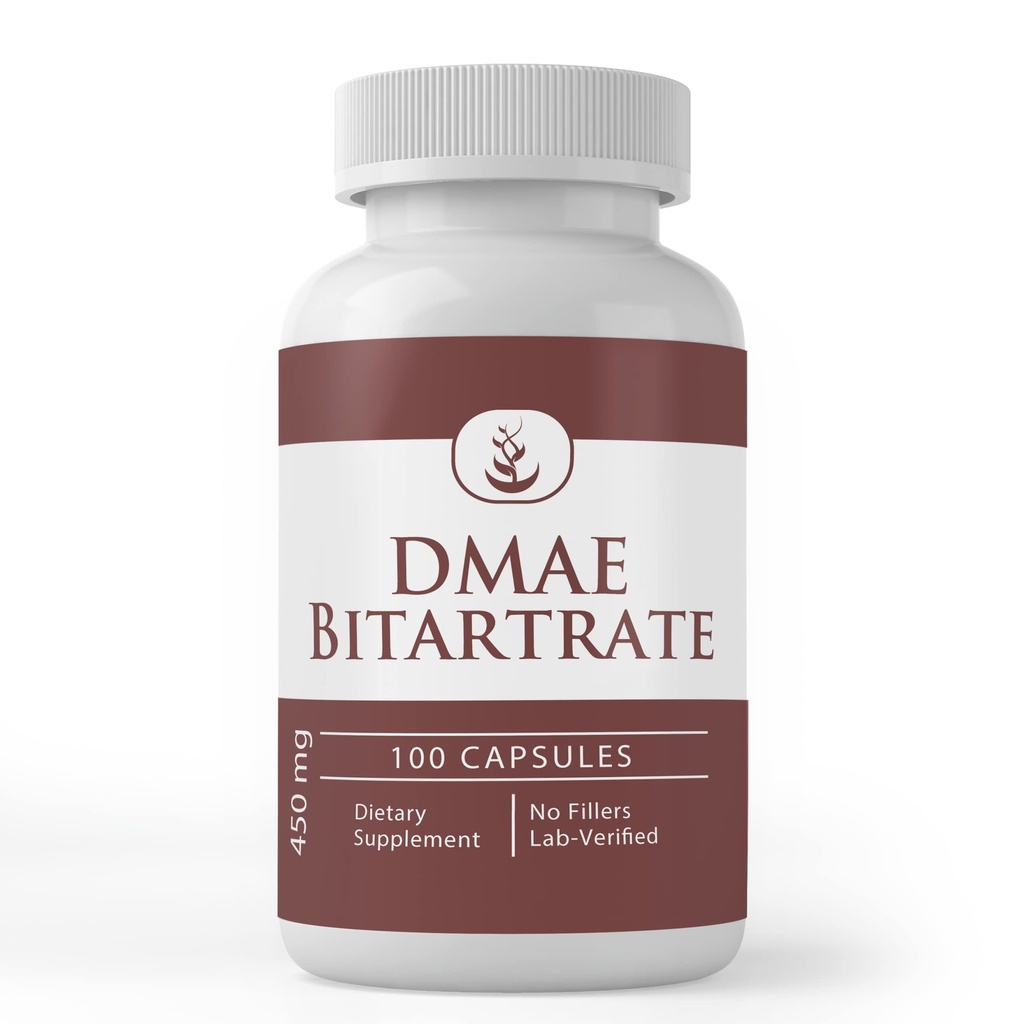 Pure originele ingrediënten DMAE Bitrate, (100 capsules) Altijd zuiver, Geen additieven of fillers, Lab geverifieerd