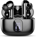 Draadloze oordopjes, Bluetooth 5.4 Headphones Bass Stereo, Oorknopjes met Noise Cancelling Mic LED Display, IP7 Waterdicht in oortelefoons, 36H Playtime voor Laptop Pad Telefoons Sporttraining, Zwart