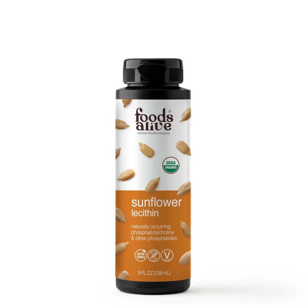 Voedingsmiddelen Levend Organisch Zonnebloemlecitijn Vloeistof, Cold-Pressed, Extra-Virgin, Ongeraffineerd, 8 Fl Oz (verpakking van 1)