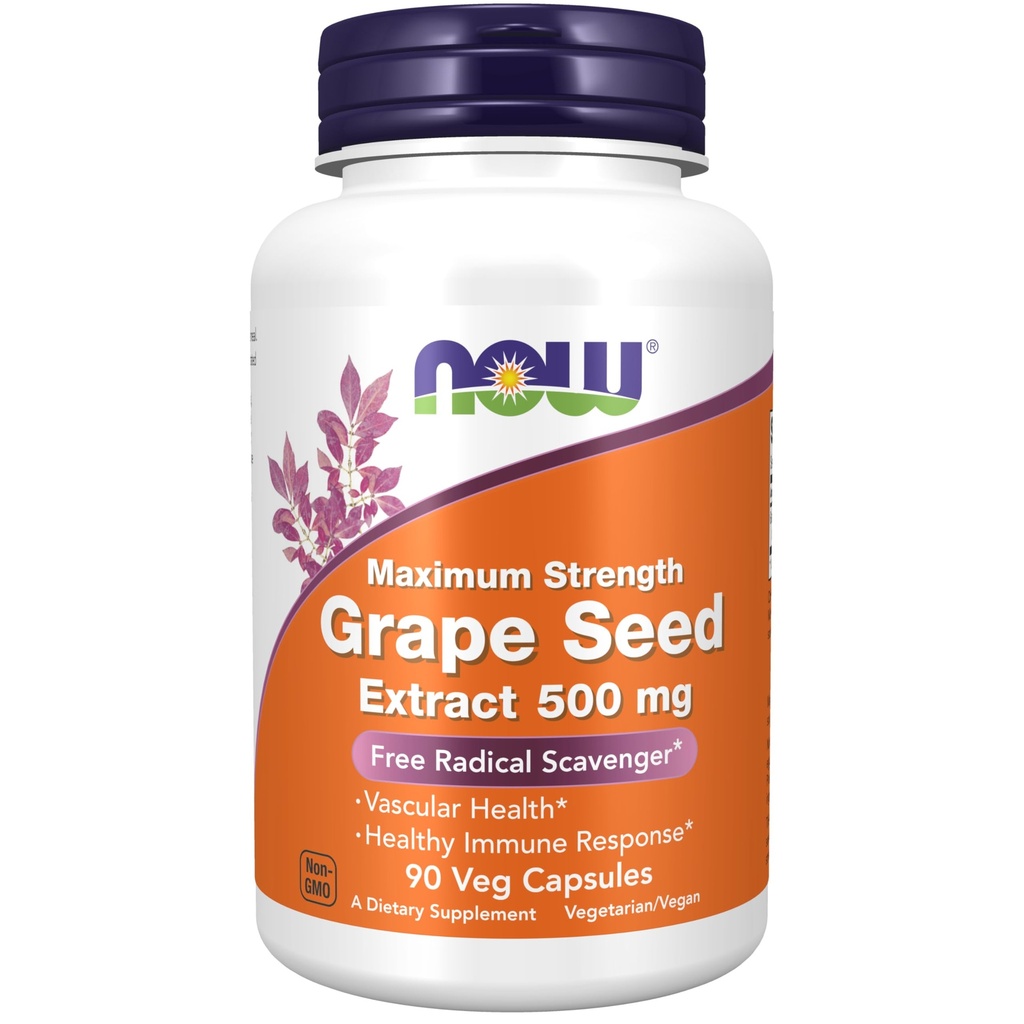 NU Supplementen, druivenzaadextract, maximale sterkte 500 mg (een hoog geconcentreerd extract met een minimum van 90% polyfenolen), 90 Veg capsules