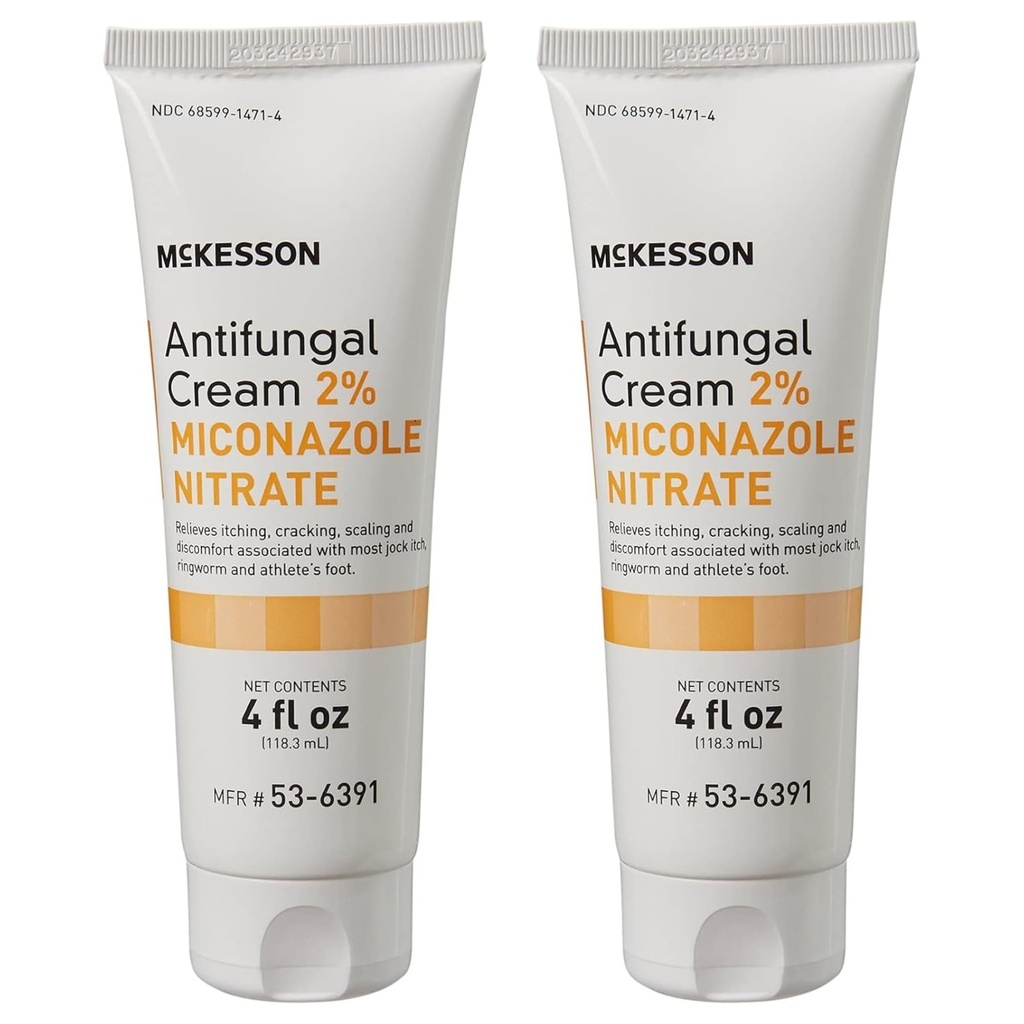 McKesson Antischimmel Cream, 2% Miconazol Nitraat - Relives Jeuken, Branden, Cracken van Jock Itch, Ringworm en Atleet Foot - 4 oz., 2 Tellen