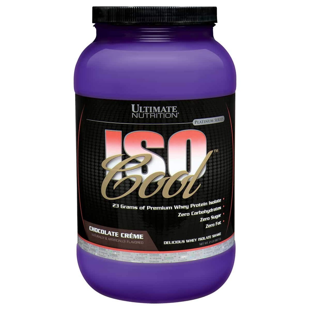 Ultimate Nutrition ISO Cool Whey Isolaat Proteïne Poeder - Keto Friendly - Suiker, Kool en Vet Vrij - 23 Gram Proteïne Per Serveren, Chocolade,2 Ponden