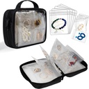 Reis sieraden Organisator geval Transparante sieraden opslag boek Binder Bag voor oorbellen, ringen, ketting, armband, zwart
