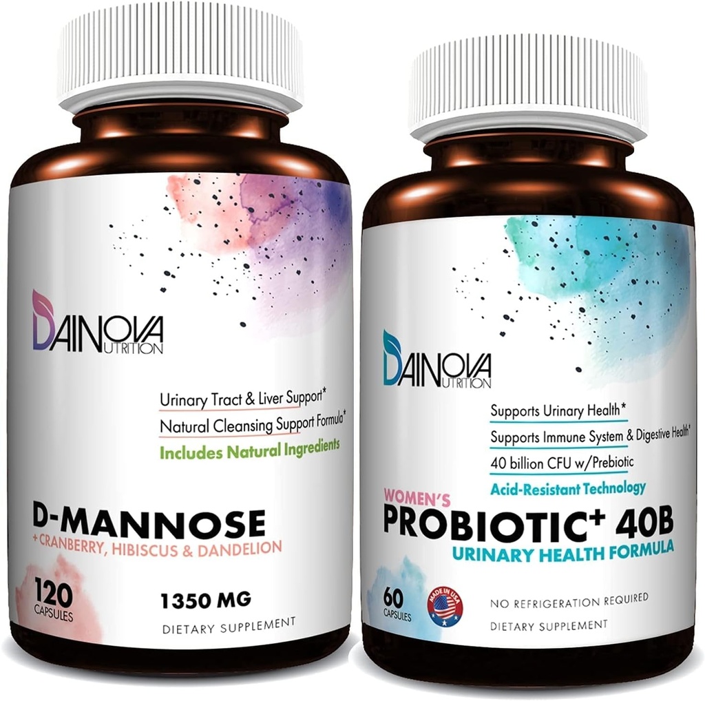 D Mannose Capsules en Probiotica voor vrouwen bundel I urinetrek + Vaginale gezondheid ondersteuning I UTI en Gistinfectie controle I Vegan, Glutenvrij Ik Made in USA
