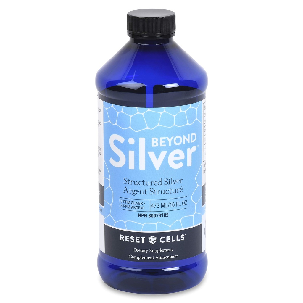 Voorbij Silver Structured Silver Solution - 15ppm - 16oz - Pure Colloïdal Silver Liquid for Immune Support - Alkaline Silver Water Dieet Supplement