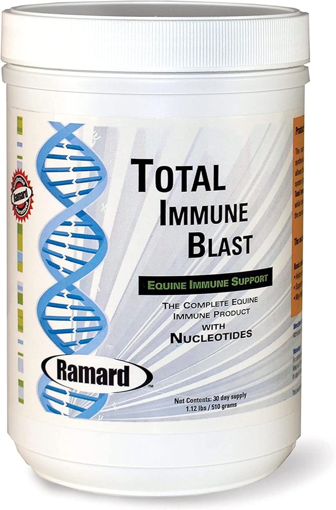 Ramard Total Immune Blast - Equine Immune Support, Horse Vitamin & Powder Supplement w/Zinc, Selenium, Omega 3, Omega 6 & Vitaminen w/Nucleotiden, Equine Powder & Supplementen 1.12 lbs. 30 Days Supply
