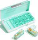 AM PM pil Organizer 2 keer per dag, 7 dagen pil Box Weekly pil Organizer Reizen met aparte container, draagbare dagelijkse geneeskunde planner dispenser geval voor vitamine, visolie, supplementen(Groen)