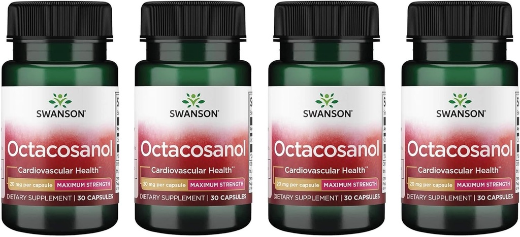 Swanson Maximum Sterke Octacosanol 20 Milligrammen 30 Capsules (4 verpakkingen)