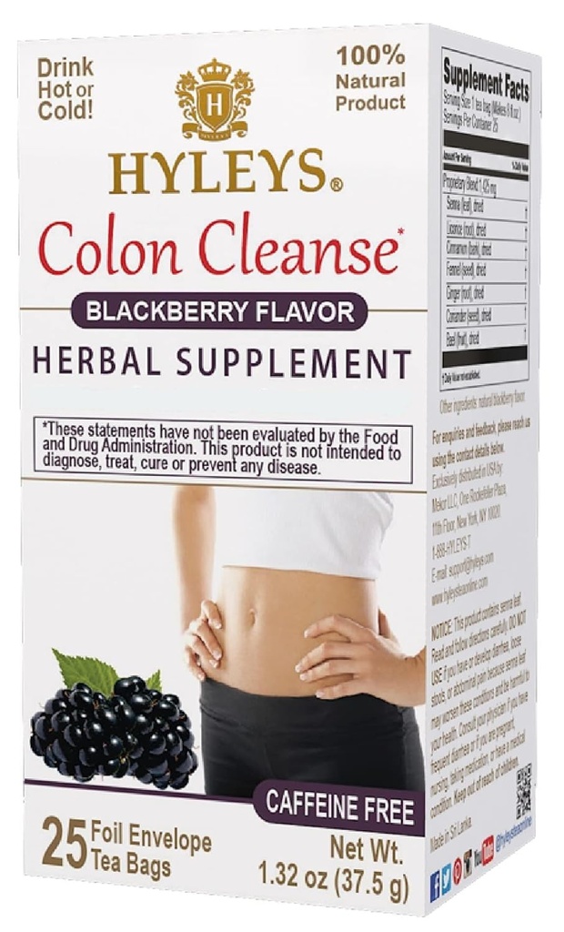 Hyleys Colon Cleanse Thee Blackberry Flavor - 25 Theezakjes (12 Pack - 300 Theezakjes Totaal)