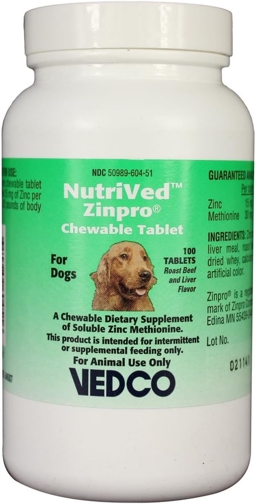 NutriVed ZinPro Kauwtabletten voor honden (100 telling)