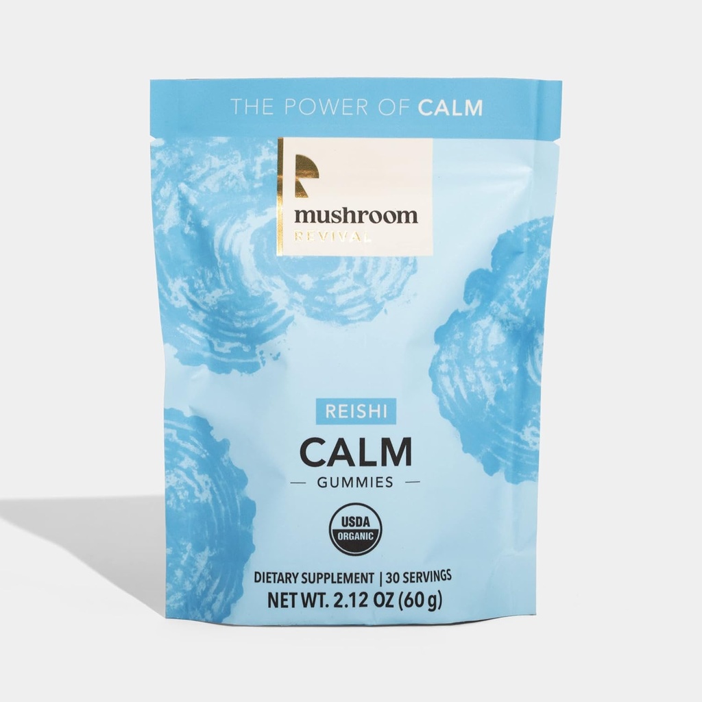 Paddestoelen Revival, Biologisch, Reishi Kalm Gummies, 2.12 Ounces, Non-GMO, Veganistisch, Glutenvrij, Keto, Zuivelvrij