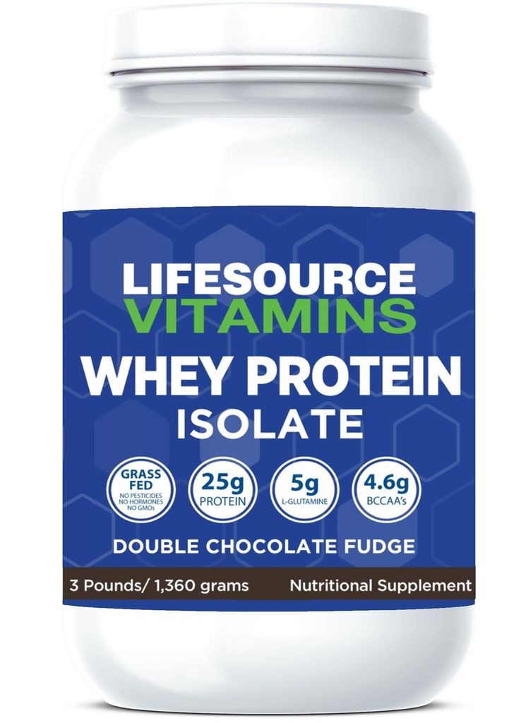 LifeSource Vitaminen 3 lb - US Dairy Cows Grass Fed Whey Protein Isolaat - Dubbele chocolade Fudge gezoet w/Stevia - 3 lb Poeder