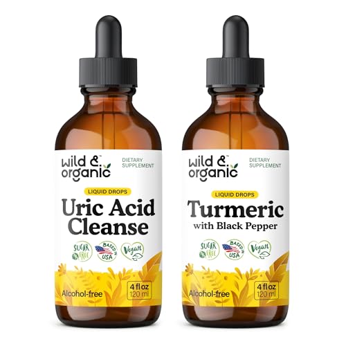 Wild & Organic Uric Acid Cleanse Tinctuur 4 fl oz & Turmeric Tinctuur 4 fl oz