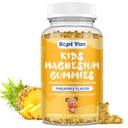Magnesium Gummies for Kids - Magnesium Citrate Supplement met vitamine B6, L-theanine, kamille & Citroen Balm - Kalm Magnesium voor kinderen & volwassenen slapen, ontspannen, Ananas smaak 60 Gummies