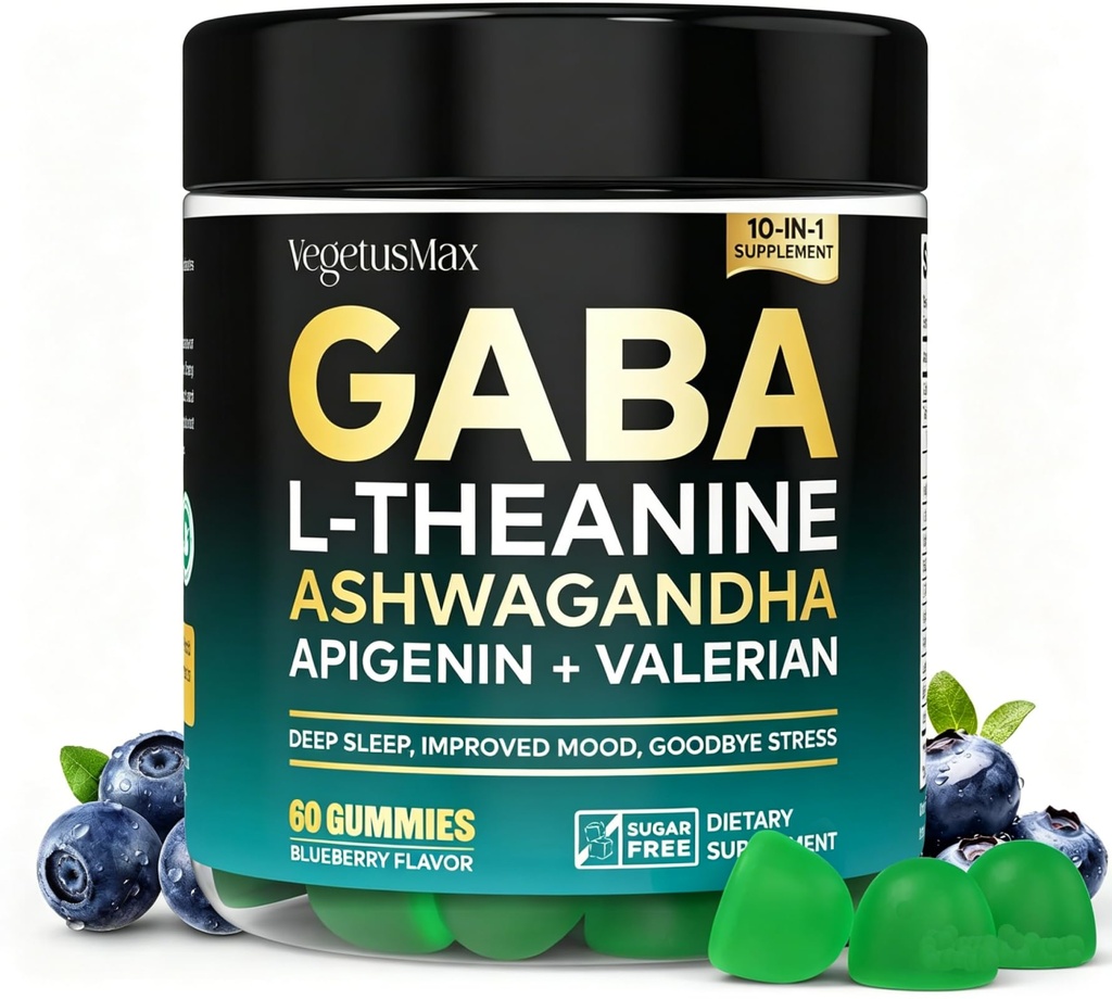 GABA L-Theanine Gummies, Sugar-Free Calm Gummies met L-Theanine, Ashwagandha, Valerian Root, Magnesium 