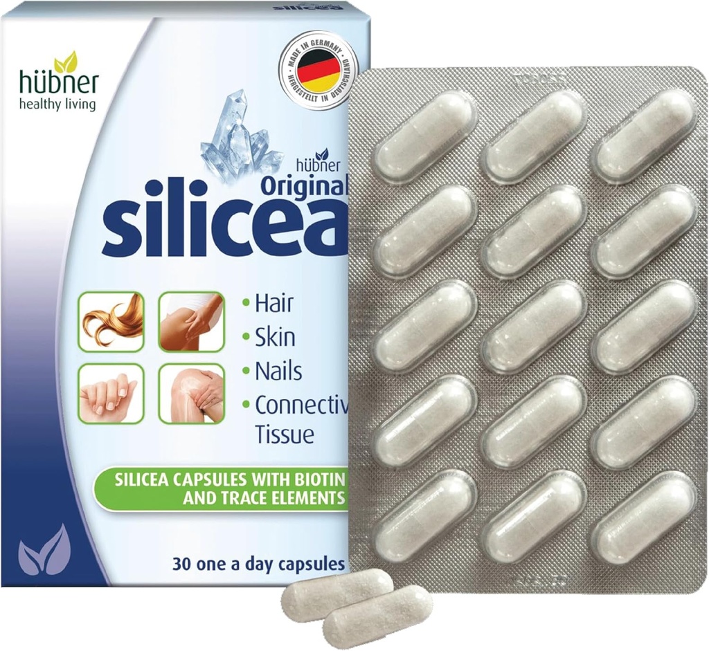 Hübner Original Silicea Gel One a Day Capsules for Hair, Skin, Nails, and Connective Tissue, Pure Colloïdale Silica Gel Formula, No Additives or Conservatives, 30 Servings