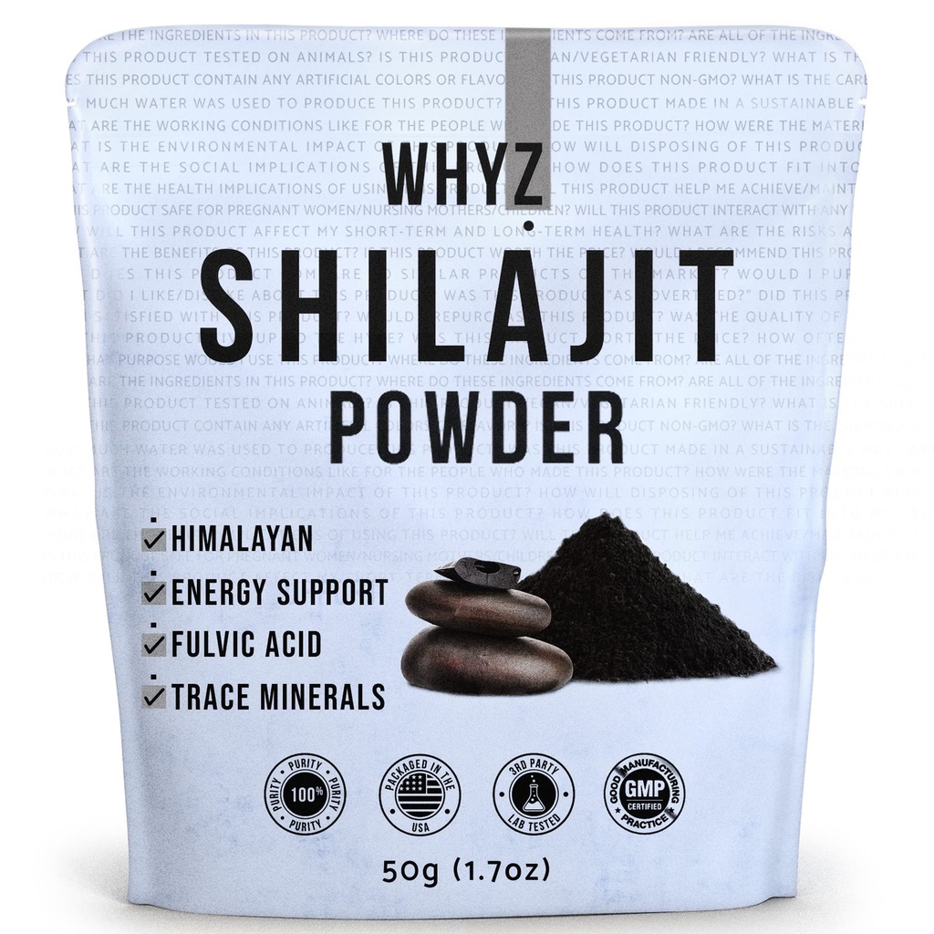 WHYZ Shilajit Powder, 50g(1,7 oz), Shilajit Pure Himalaya Mineral with Fulvic Acid Powder, Pure Shilajit and Fulvic Minerals Compound for Immune Support and Energy Supplement, 200 Servings