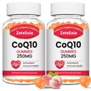 2 Pack CoQ10 Gummies, 5X Better Absorptie Co-enzym Q10 voor Cellulaire Energie en Antioxidant Ondersteuning, 120 Peach Gummies