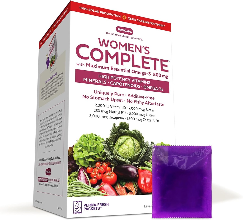 ANDREW LESSMAN Multivitamin - Women's Complete with Maximum Essential Omega-3 500 mg 60 Packets - 30+ High Potencies of All Nutrients, Essential Vitamins, Minerals, Carotenoids. No Additives