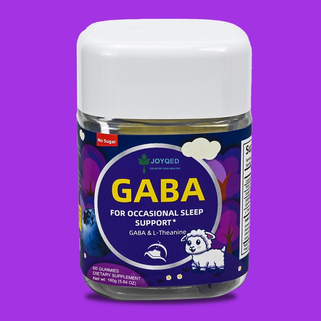 1 Bottle GABA Gummies Sleep Calm Gummies No Melatonin for Adults with L Theanine, 5-HTP, Vitamins D3, Stress Relief, Peaceful Rest, Relaxation Support Supplement, Blueberry, 60 Gummies, 30-day serving
