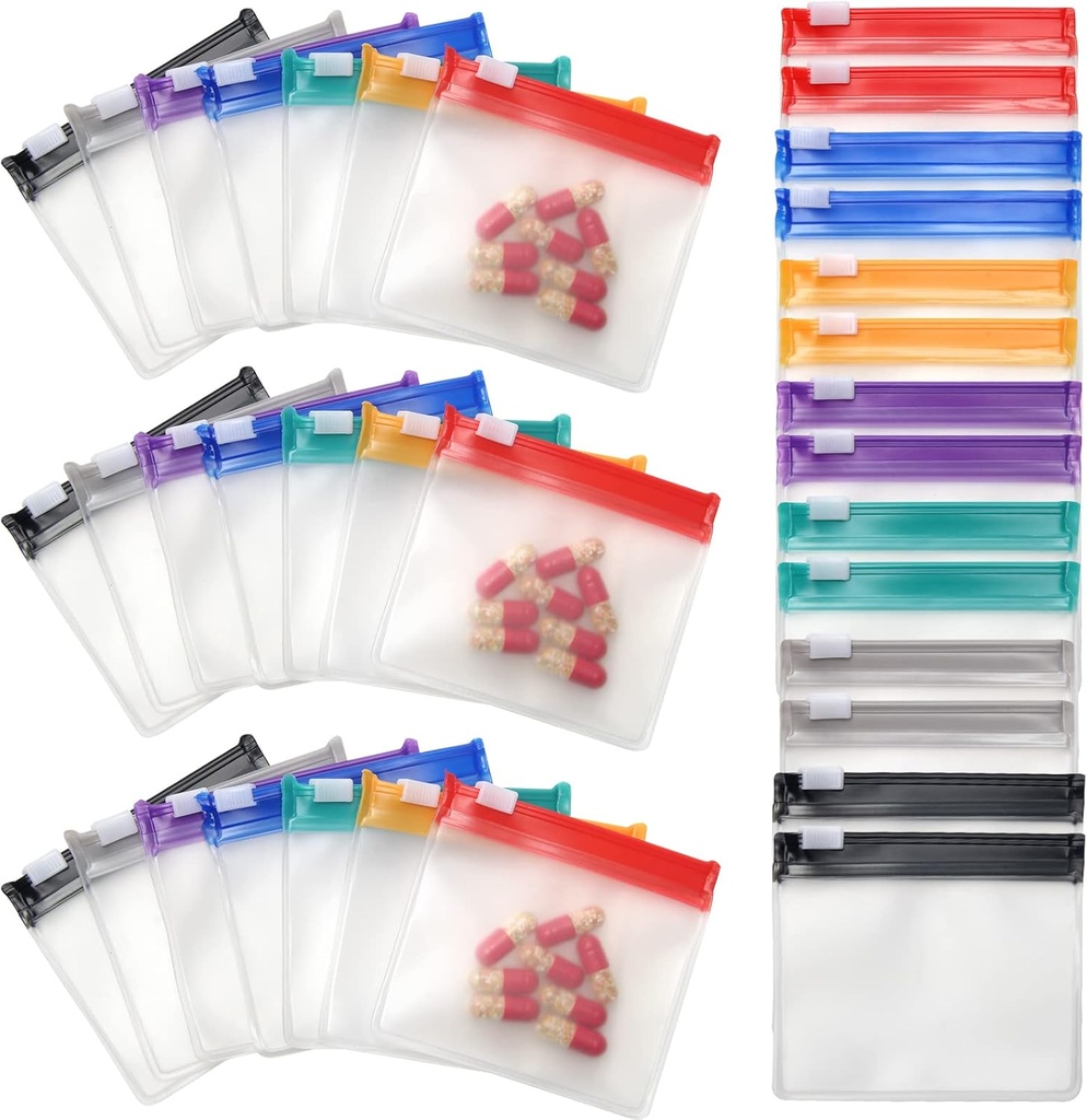 35&70 Pieces Pill Pouch Bags Zippered, Anglecai Herbruikbare Pill Pouch for Medicine Bags Portable Self Sealing Travel Medicine Packets with Slide Lock Drug Baggies (35)