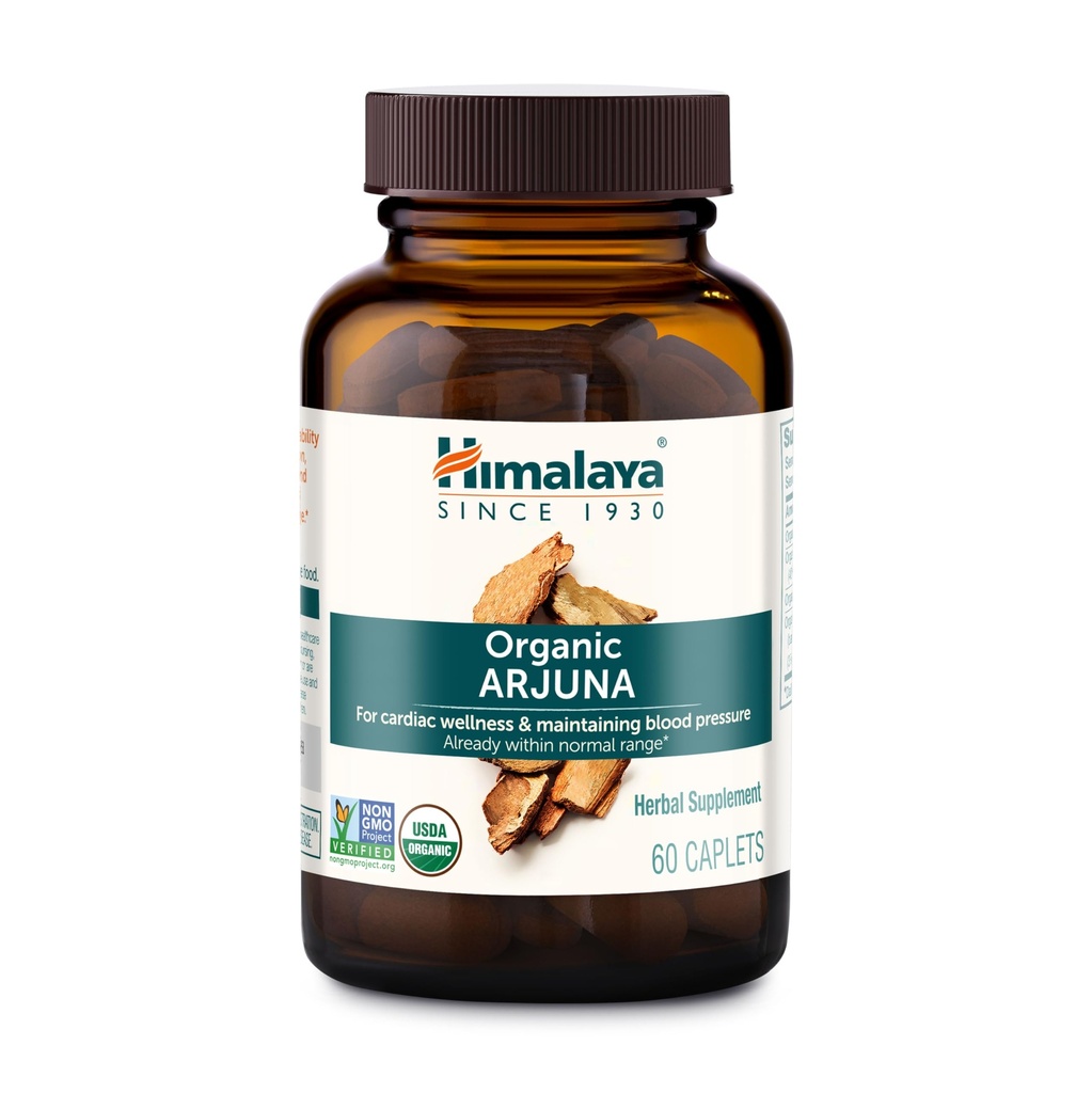 Himalaya Biologische Arjuna, 60 dagen levering - kruidensupplement ter ondersteuning van de gezondheid van het hart en de normale bloeddruk - USDA Organic, Vegan, Non-GMO, Glutenvrij, 700 mg, 60 Capletes