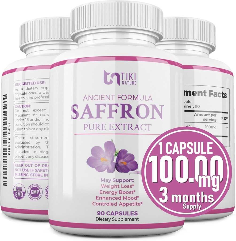 Saffraan Extract Supplement 100mg - Krachtige Mood Ondersteuning Saffraan Supplementen voor ondersteuning Oog en Hart Gezondheid - Antioxidant & Mood Booster