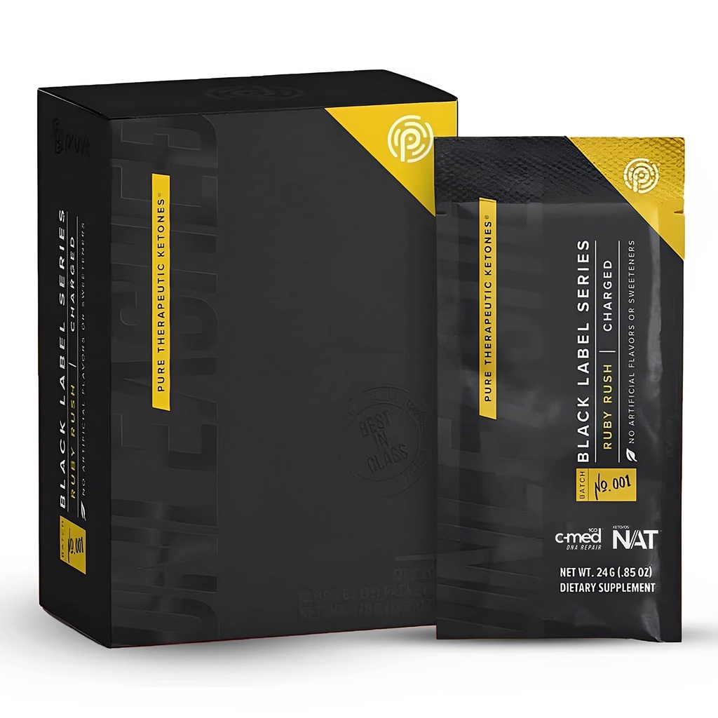 Pruvit Keto//OS Black Label Series Ruby Rush- Opgeladen Pure Therapeutische Ketonen voor spiergroei en het vermijden van spieruitbraak - .84 OZ
