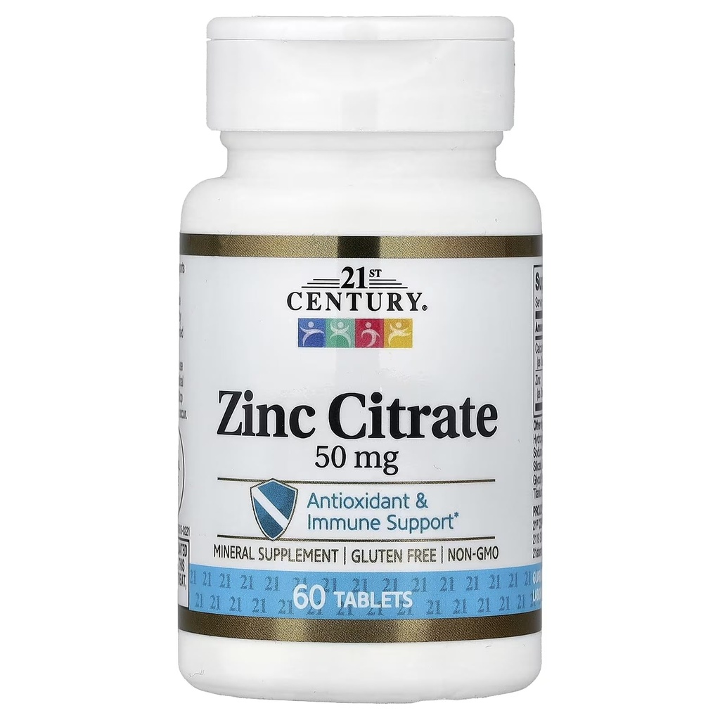 21st Century HealthCare Zink Citroen Tabletten 50mg, 60 Tellen