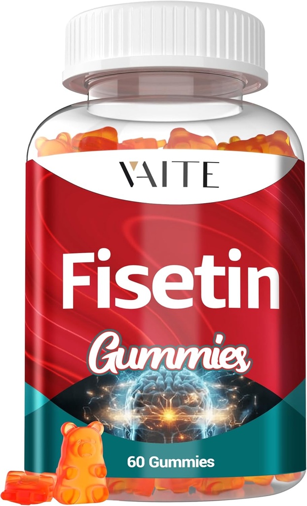 Fisetin Supplementen 500mg - Gummy Supplement, Krachtige Antioxidant Blend voor Cellular Health Support - Vegan & Non-GMO Formule met Flavonoïden & Plant Extracten, Boost Cognitive Function, 60 Gummies