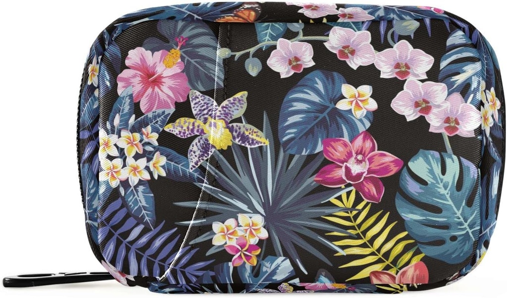 Naanle pil Organizer Hawaii Palm bladeren bloemen pil Box 7 dagen pil geval tas reis pil Organisator tas met rits draagbare week Case Compacte grootte voor vitamine supplement houder