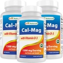 Best Naturals Calcium Magnesium met vitamine D3 1500mg Serveer 180 tabletten (180 Tellen (pakket van 3)