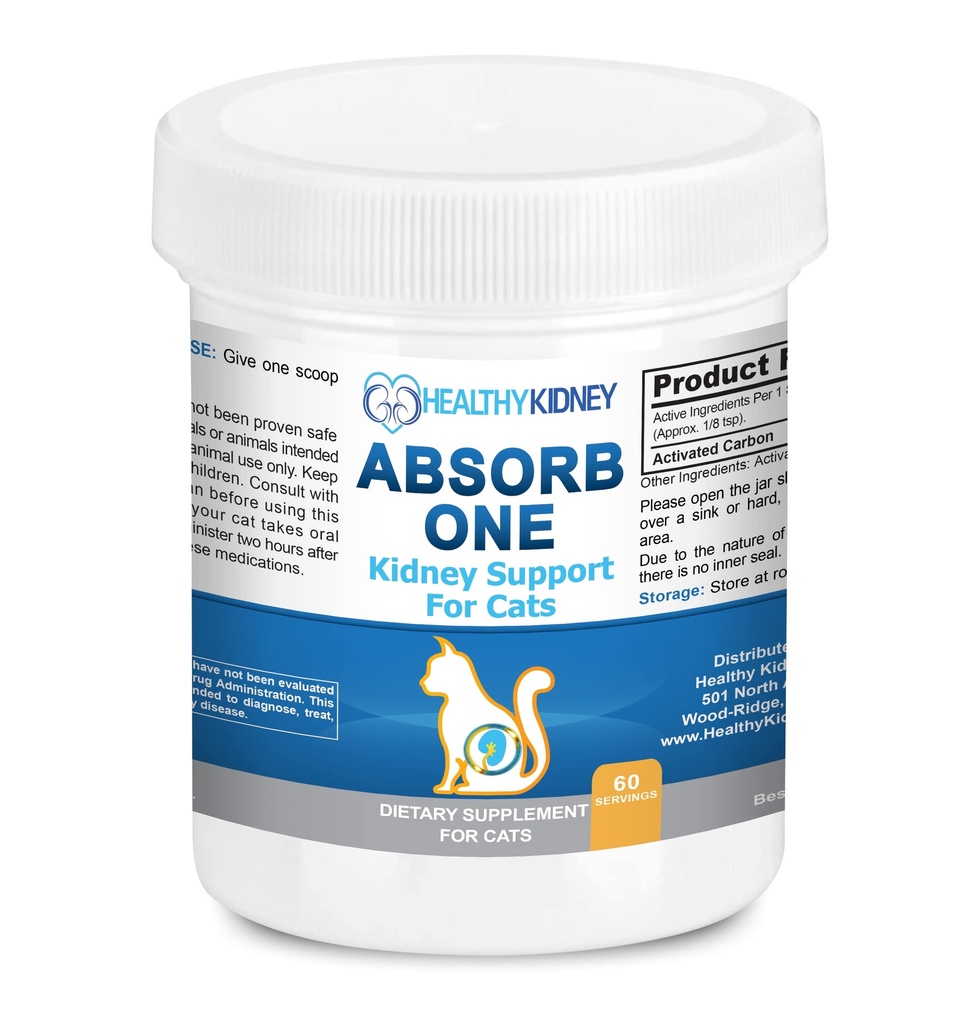 Cat Kidney Support Supplement for Normal Kidney Function in Cats. Natural Feline Kidney Cleanse Take with Any Kidney Cat Diet Food. Vet-Formulated 1/8 TSP a Day 60 Servings: Absorb One