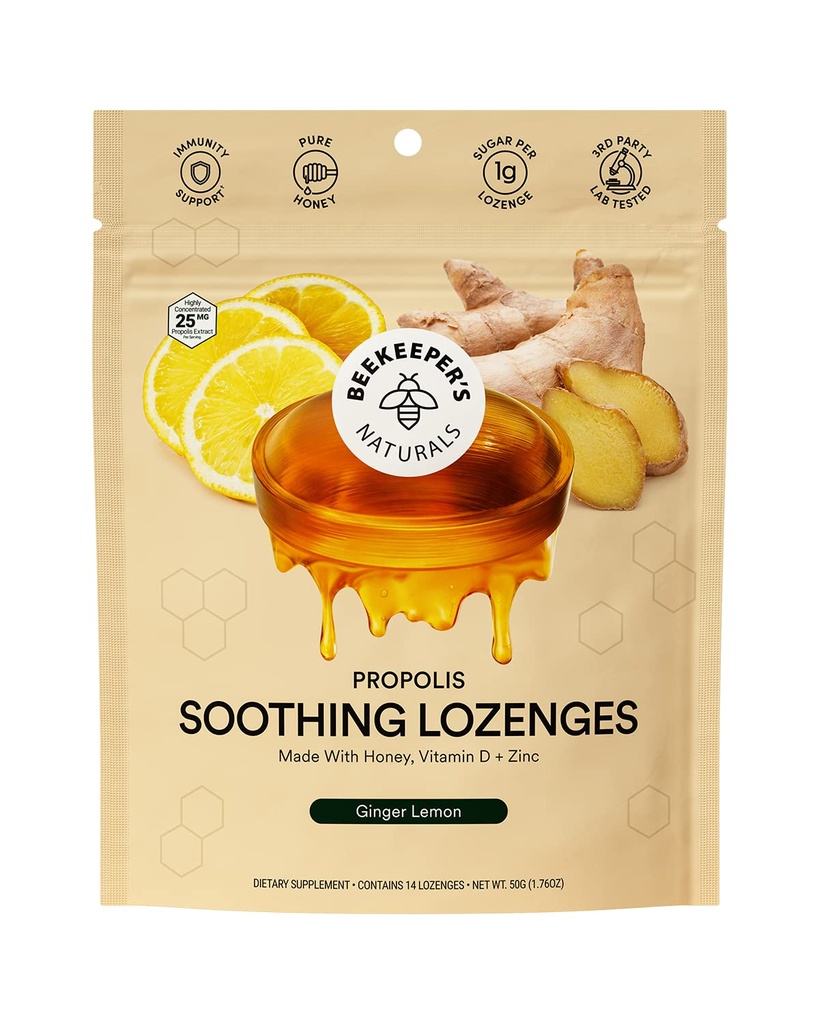 Bijenhouders Naturals Ginger Lemon Lozenges, 14 Ct
