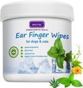 Dog Ear Wipes for Dogs & Cats, 60 Count Large Size - Gently Remove Ear Wax, Debris - Sooths & Deodorizes - Relieve Ear Itching & Inflammation, Fresh Coconut Scent