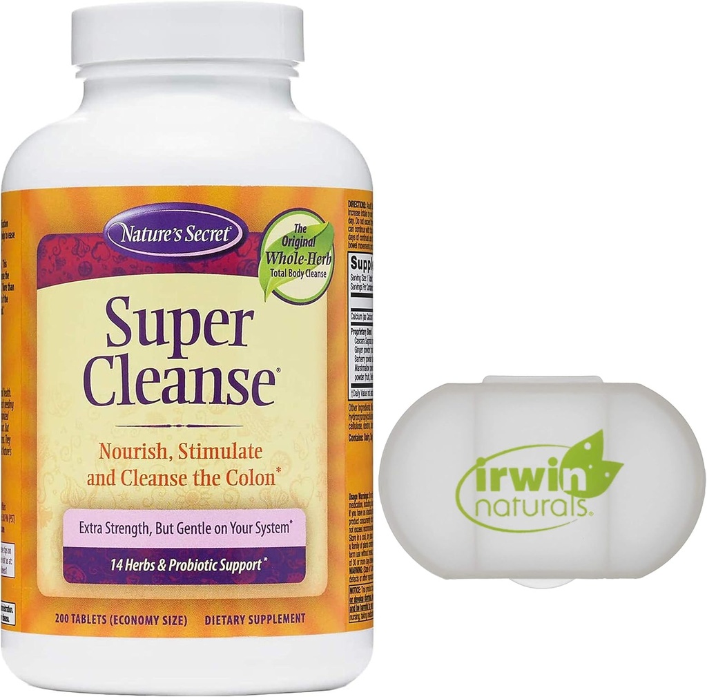 Geheime Super Reiniging Extra sterkte Toxin Detox & Gentle Eliminatie Total Body Cleanse, Digestieve & Colon Health Support, 200 tabletten, met een pil geval