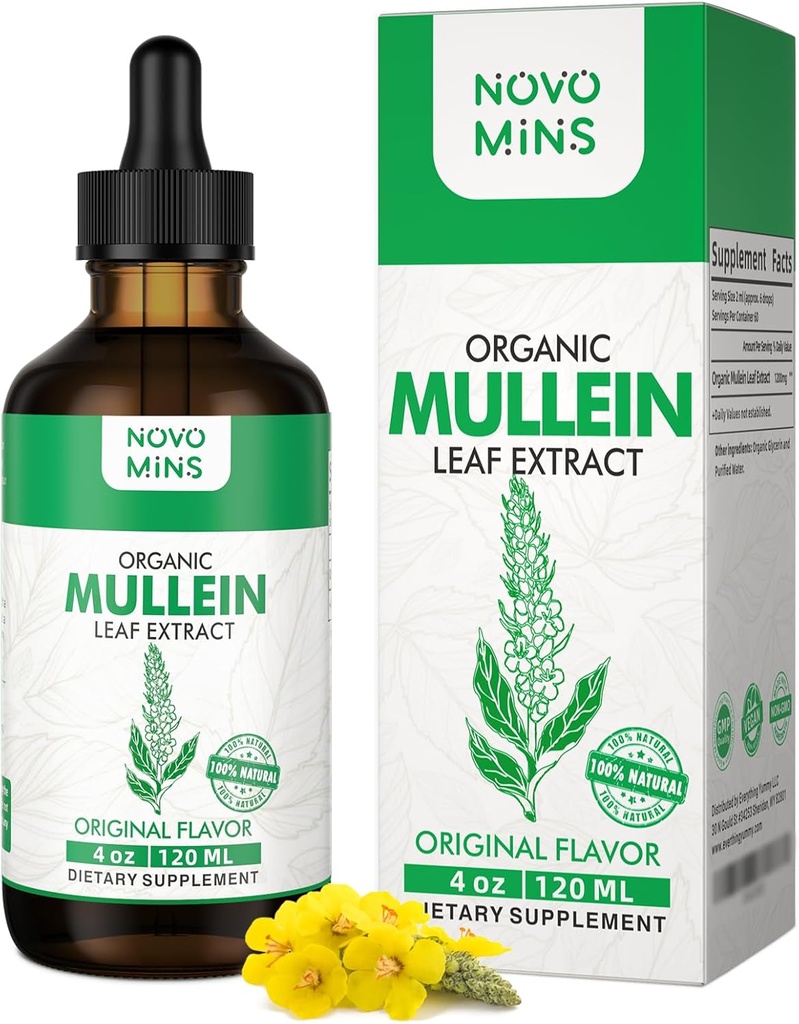 Mullein Leaf Tinctuur - Lung Cleanse - Vegan Lung Detox - Respiratory Health and Immune Support Drops - Natural Supplement Liquid Extract 4 fl.oz. Chlorofyl