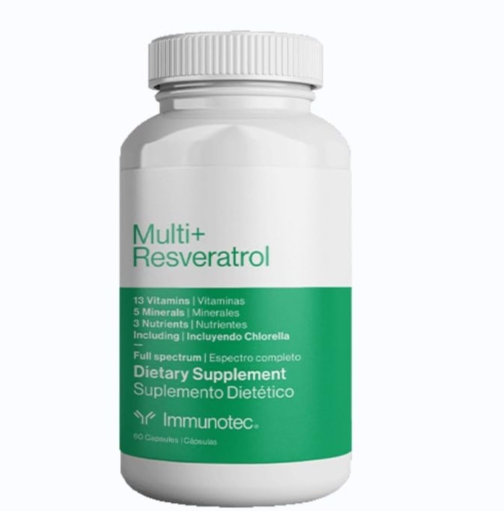 Immunotec - Multi+ Resveratrol - Volledig spectrum Dieetsupplement - 13 Vitaminen, 5 Mineralen, 3 Nutriënten met Chlorella