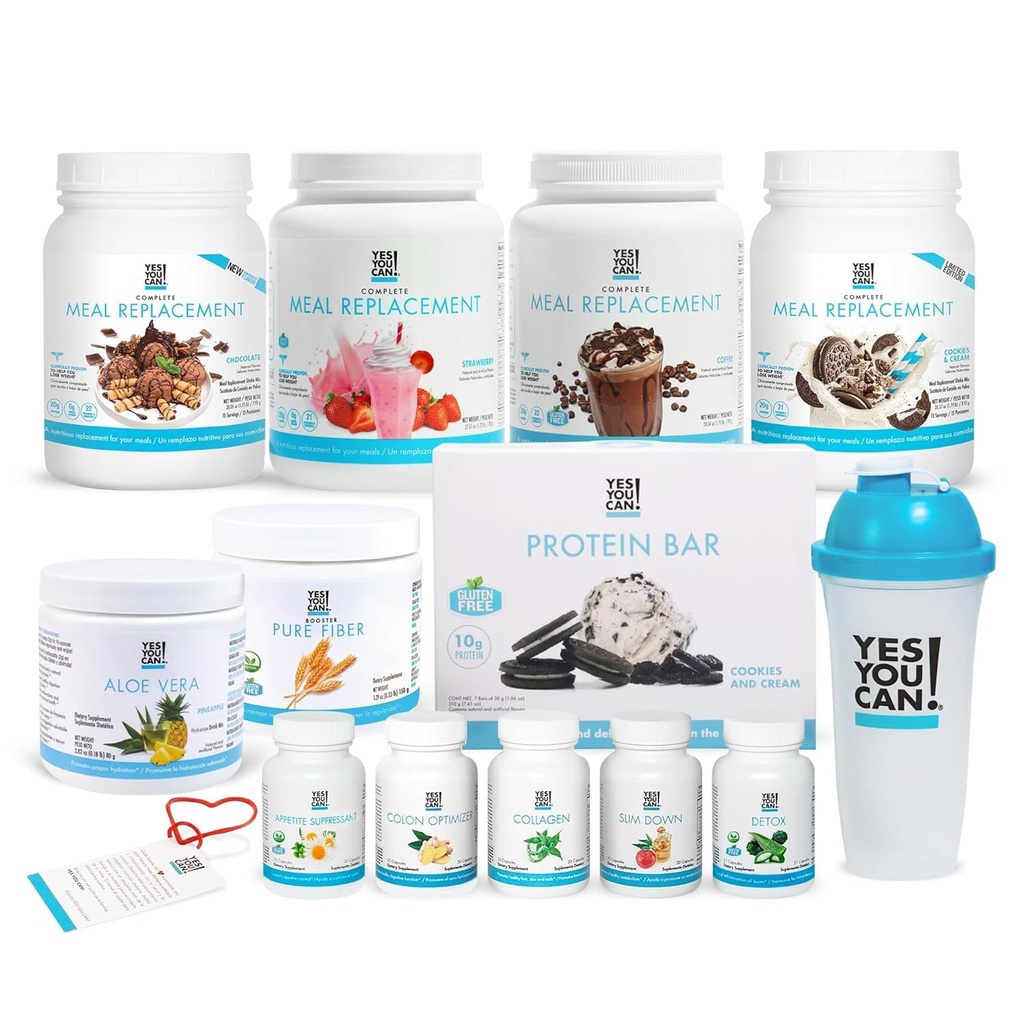 Ja, dat kan je wel! All-in-One Kit met Maaltijd vervangende Shakes, Aloë Vera Drink Mix, Fiber Shake Mixer, Proteïne snacks, Supplementen - Complete Wellness Kit