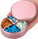 Metal Pill Organizer 4 Compartments - Portable Travel Pill Case Daily, Waterproof Pill Box for Purse, Compact Pill Holder Medicine Container Dispensers for Vitamin Cod Liver Oil Supplement Pink