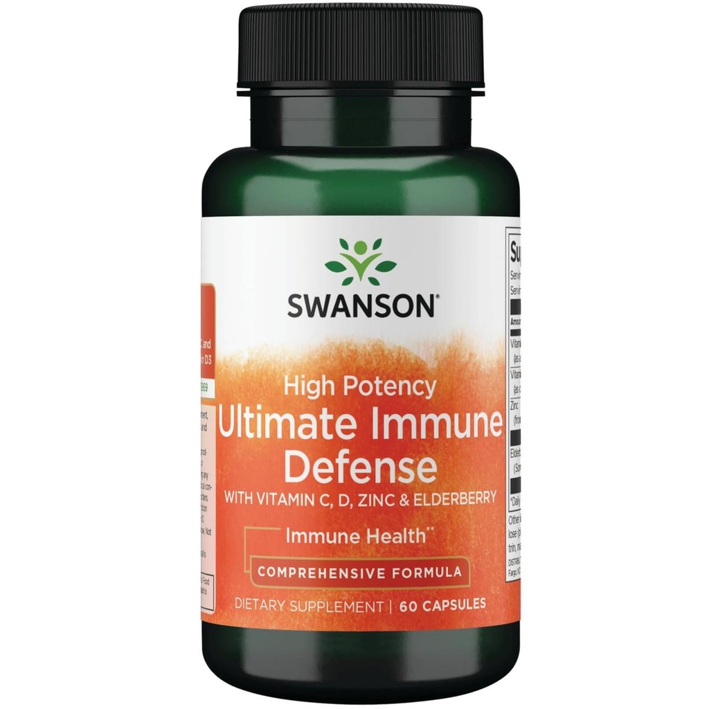 Swanson High Potency Ultimate Immune Defense met C, D, Zink & Vlierberry 60 Caps