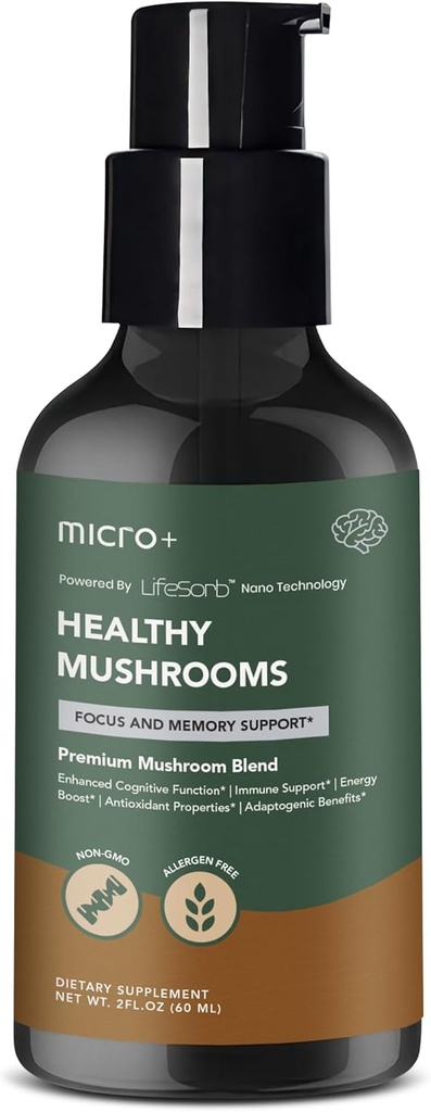 Mushroom+ by Micro+ Nootropic Brain Supplement met LifeSorb voor Focus, Geheugen, Cognitive Boost