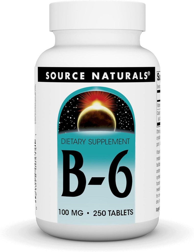 Source Naturals Vitamin B-6, 100 mg Immune System Support - 250 Tablets