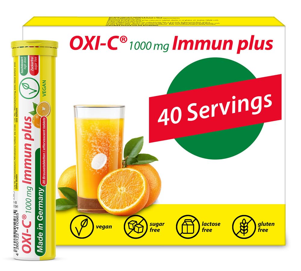 T&D Oxi C 1000 mg Vitamine C - 40 Vegan Drink Bruistabletten - Oranje smaak - Made in Germany