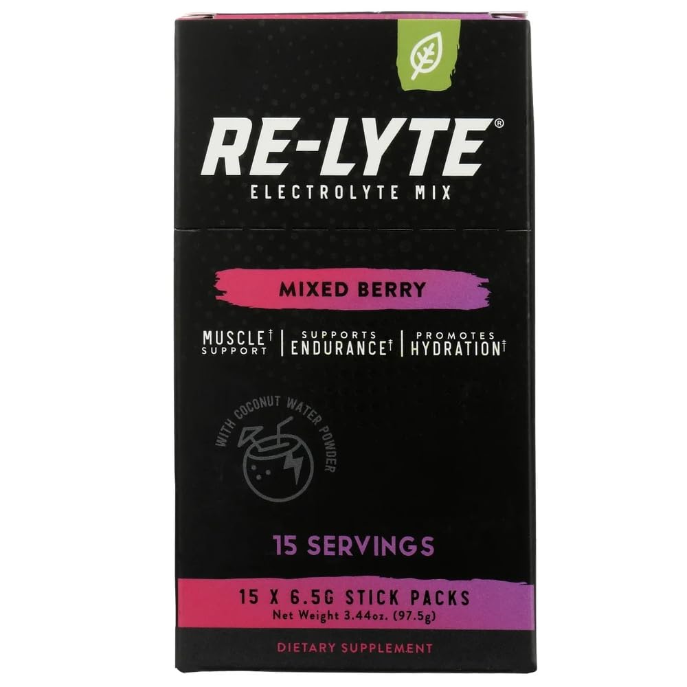 RELYTE Re-Lyte Electrolyte Drink Mix Gemengde Berry 15 Servings Pakketten 3.44 oz