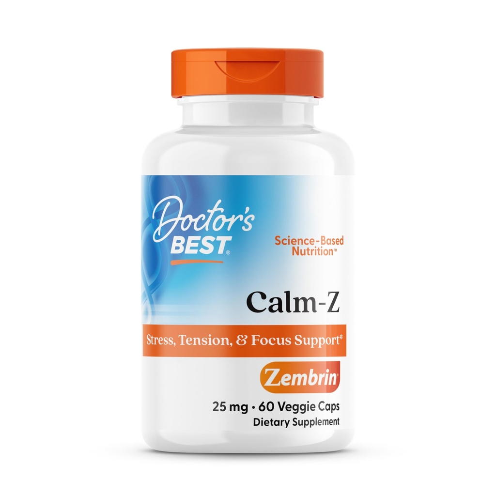 Dokter's Best Kalm met Zembrin, Stress & Mood Support, 25mg Veggie Caps, 60Count