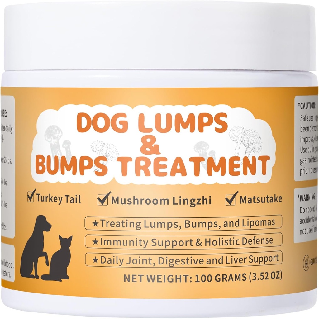 Lipoom behandeling voor honden, Lumps en bumps hondensupplement - Mushroom poeder voor honden ondersteuning spijsvertering en immuunsysteem, verbeterde mobiliteit, 3,52 oz